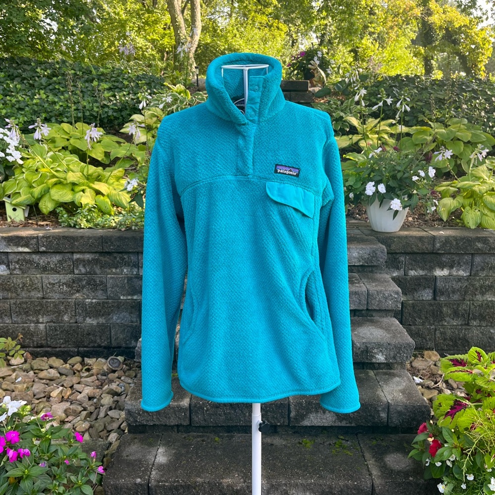 PATAGONIA Re-Tool Snap-T Epic Blue X-Dye Fleece Pullover Sweater Women’s Size M